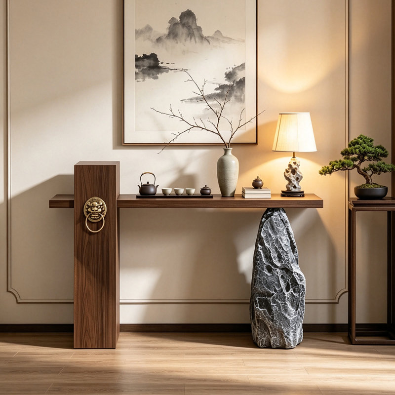 Nouvelle console de style chinois, H 31,7 po x l 39,4 po x P 11,8 po