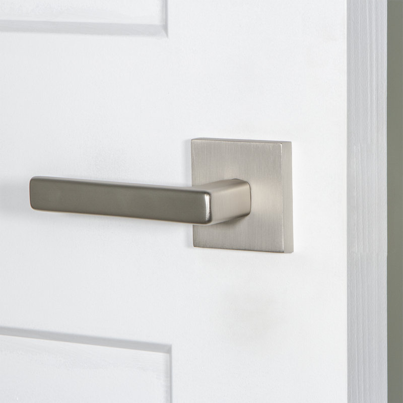 Viaggio Circolo Rosette Single Dummy with Lusso Lever, Left, Satin Nickel, Quadrato Rosette