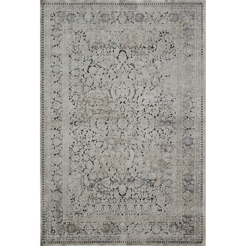 Tapis bleu marine à motif abstrait Danise, 2 pi x 4 pi
