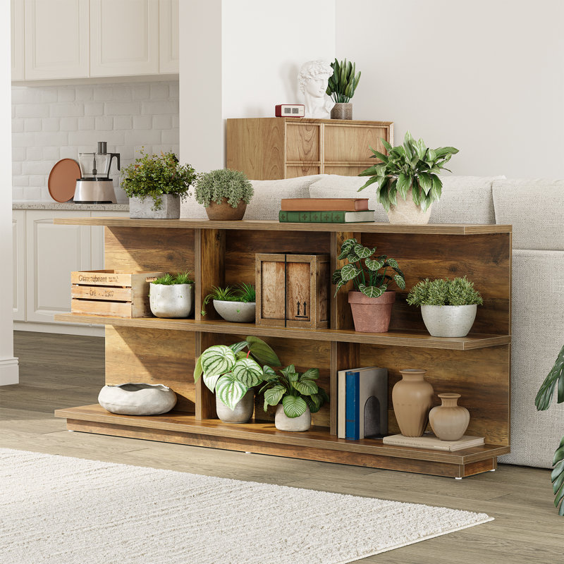 69" Rustic Brown Storage Console Table For Entryway