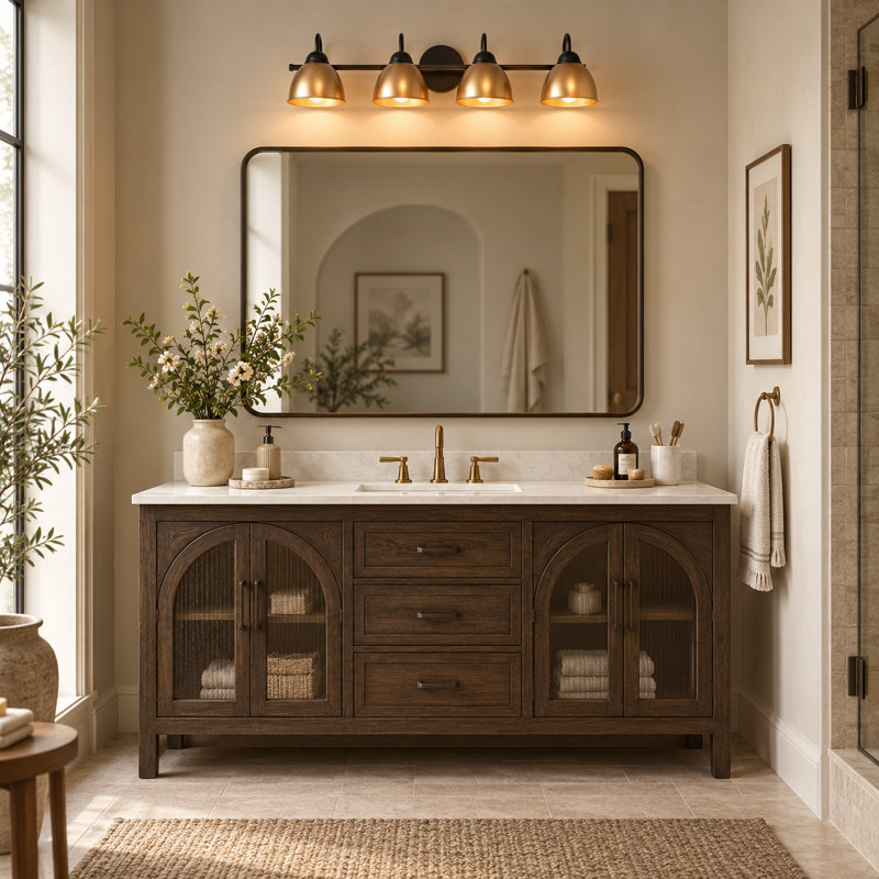 Garuda Dimmable Vanity Light With Dome Shade, 4