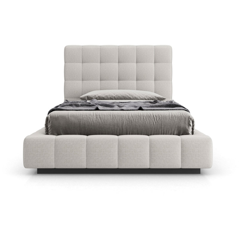 Thompson Upholstered Wingback Bed, Cream, King