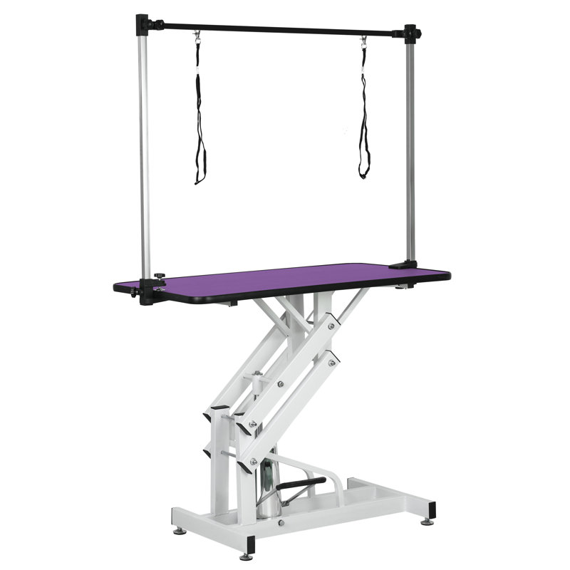 42.5INCH HYDRAULIC PET GROOMING TABLE WITH "H" ARM PURPLE, Purple