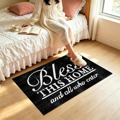 Tapis d'entrée antidérapant pour l'extérieur, 16 po x 24 po, maison bénie rétro