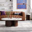 Table basse contemporaine en marbre ovale avec piédestal cannelé