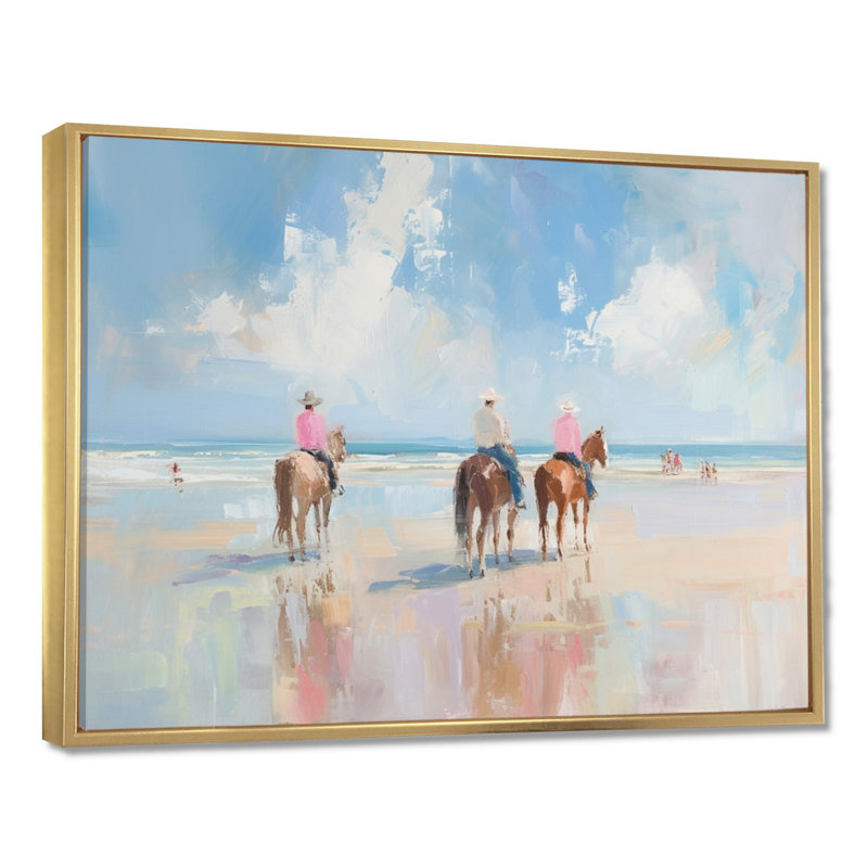 Surfside Beach, Texas Cowboys à cheval - décoration murale de cow-filles, H 30 po x l 40 po x P 1,5 po