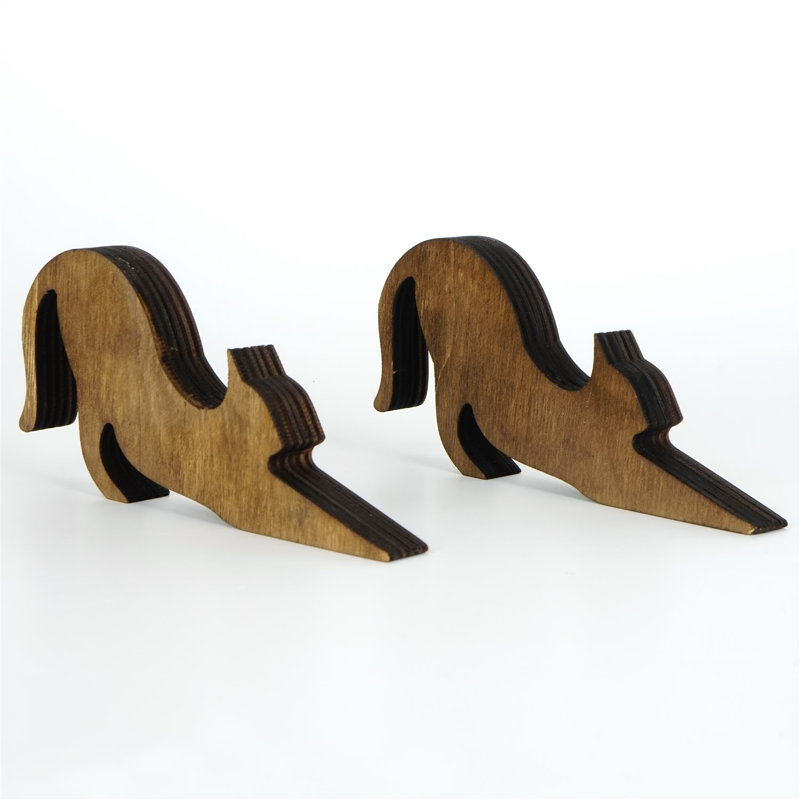 Butoir de porte en bois de qualité supérieure, couleur bronze, 6,3 x 0,8 x 3,1 pouces | 100% bois massif avec un design découpé au laser | Solution durable et élégante pour la maison et le bureau, parfaite pour tous les types de portes