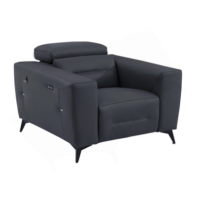 Global United Top Grain Italian Leather Chair With Power Recliner