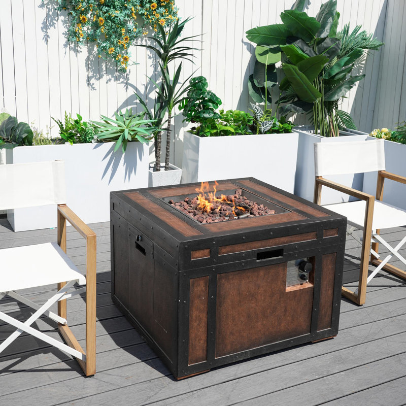 24" H X 34.6" W Outdoor Square Propane Fire Pit Table