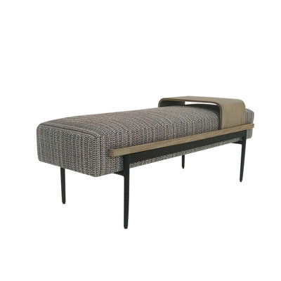 Square With Slide Tray - Upholstered In Elegant Fabric High Density Foam Metal Leg And Red Oak No Assembly Needed 19.21in Depth 53.85in Width 17.79in Height 41.61lb Weight Accent