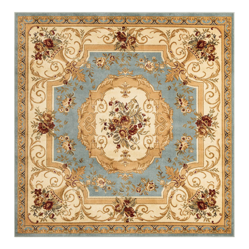 Debora Oriental Area Rug, Square 6'1", Light Blue