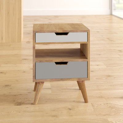 Aliza 45cm W Solid Wood Bedside Table