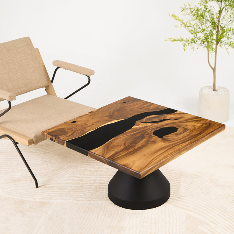 Table de salle à manger carrée en bois époxy 29 po , L 29 po x l 29 po x H 2 po