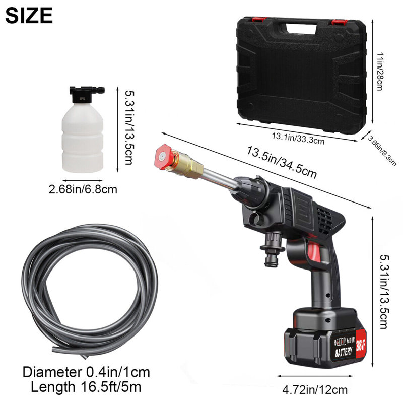 BAOKALER Portable Cordless Car High Pressure Washer Water Wash Cleaner Gun