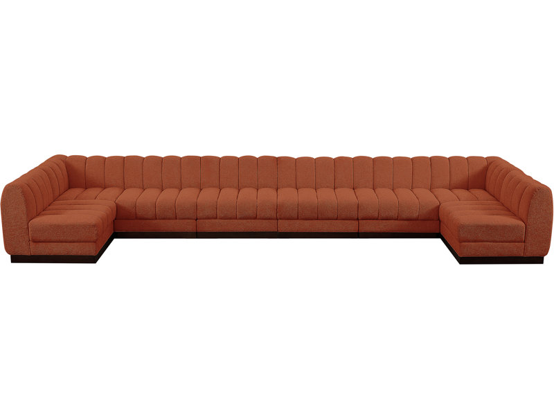 Canapé modulaire rembourré 8 pièces Quinn, Tissu cognac chenille