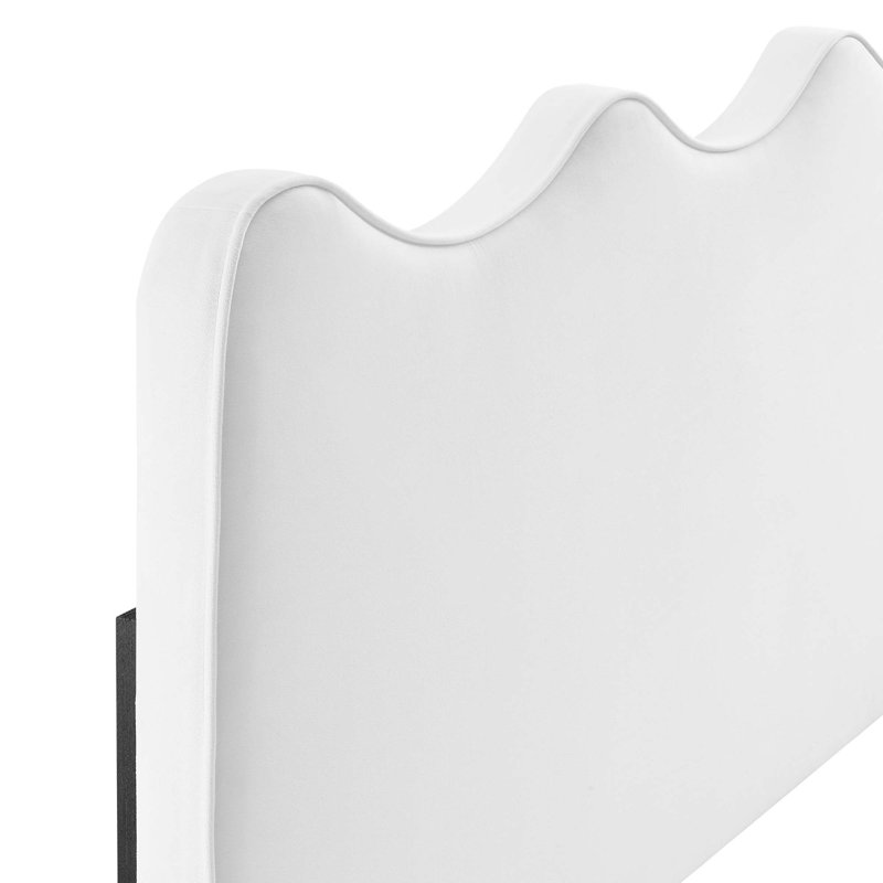 Velvet Upholstered Panel Headboard, White, King/California King