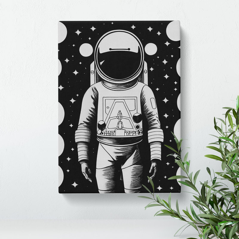 Monochrome Astronaut No.3 - Wrapped Canvas, 60cm H x 40cm W x 3cm D
