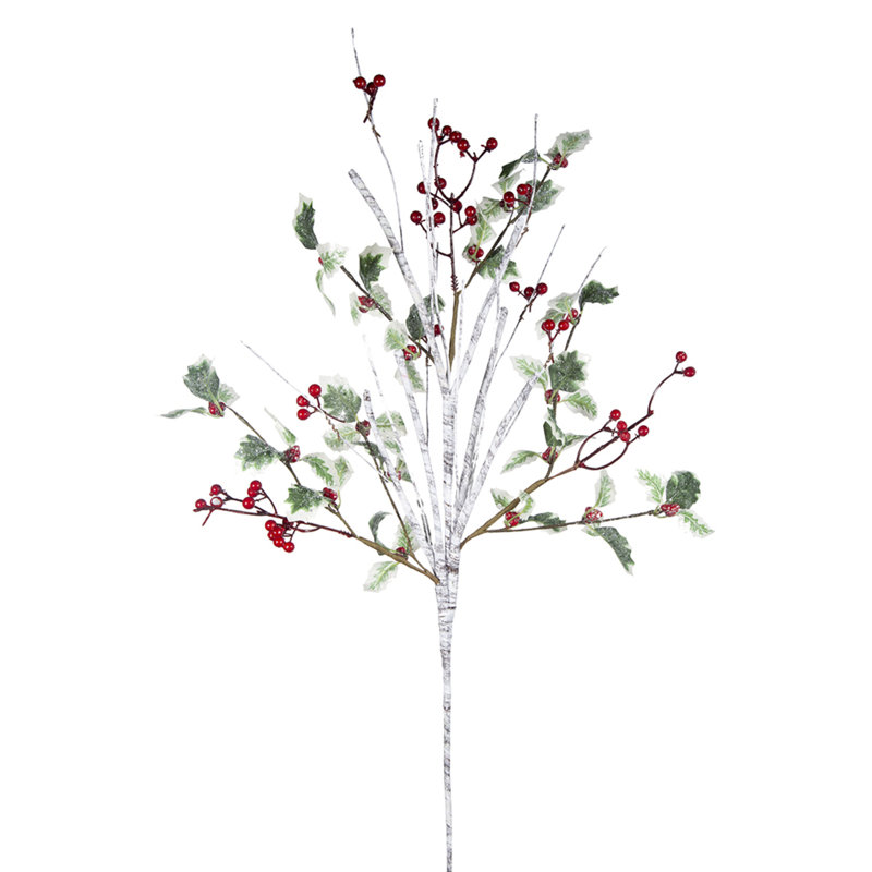 Faux baies et houx - rouge, vert - H 32 po