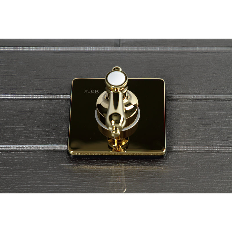 Kingston Brass Heirloom Single-Handle Wall Mount Three-Way Diverter Valve with Trim Kit, Polished Brass