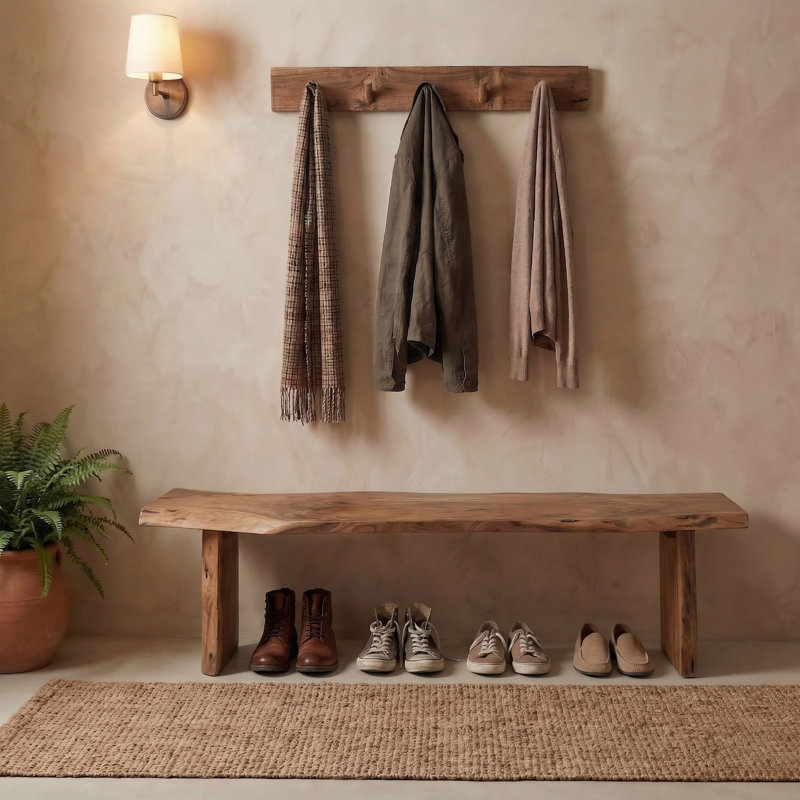 Finneytown Solid Wood Bench, 18" H x 73" W x 15" D, Chestnut Brown