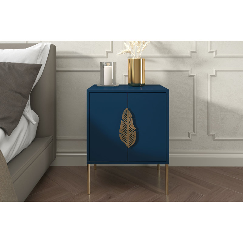 Phillipsburg 54cm W Manufactured Wood Bedside Table, Navy Blue