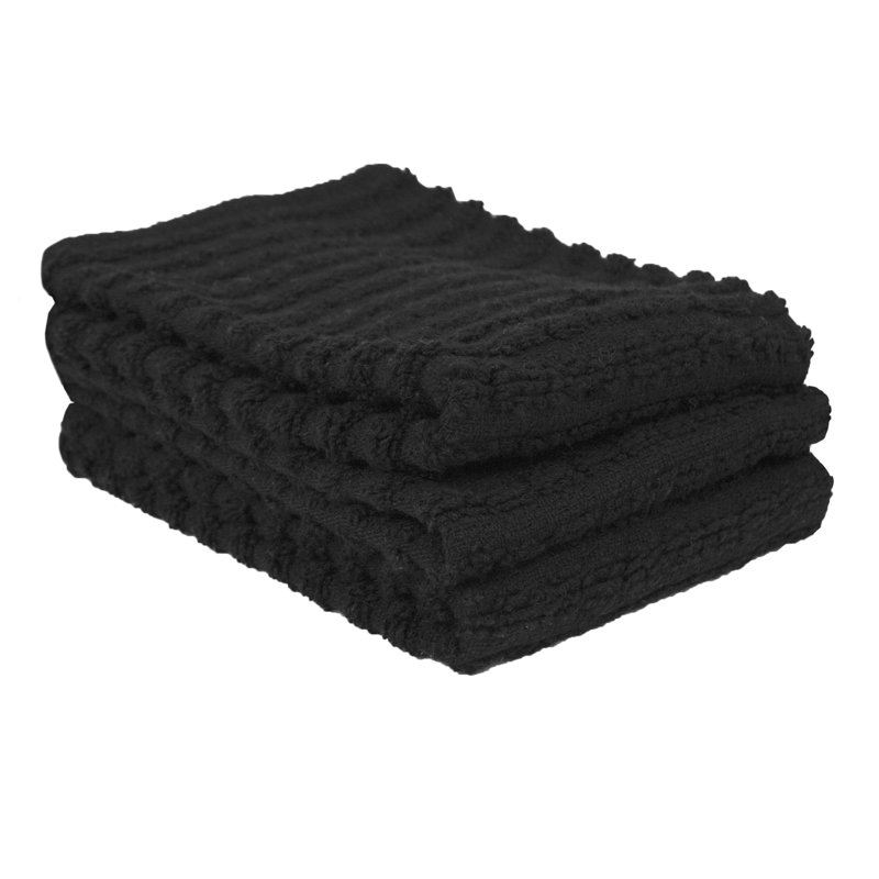 Cotton Waffle Dish Cloth Kitchen Towel, Black
