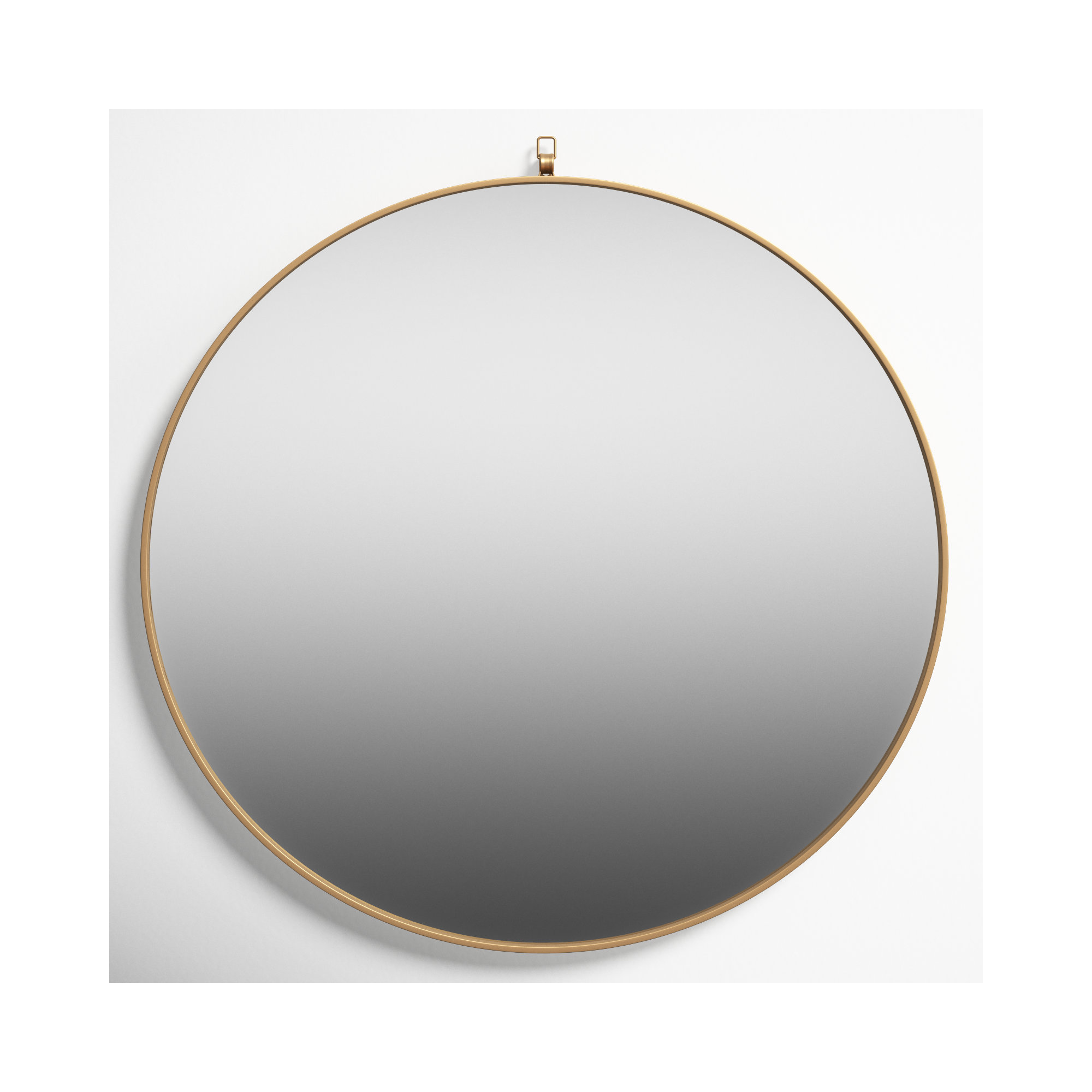 Cassie Metal/Manufactured Wood Round Wall Mirror, Brass, 28" x 28" 
