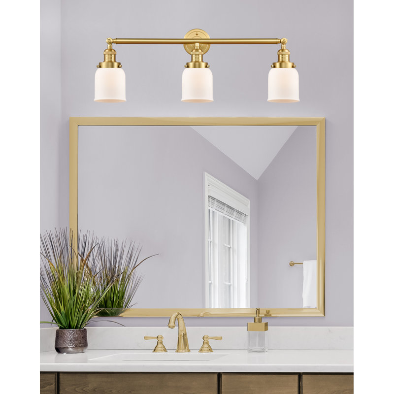 Aponte 3 - Light Dimmable Vanity Light, Matte White, Polished Chrome, 6 Watt Vinage LED Bulb