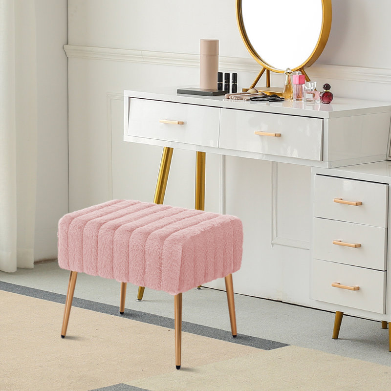 47cm Wide Rectangle Solid Colour Footstool Ottoman, Pink