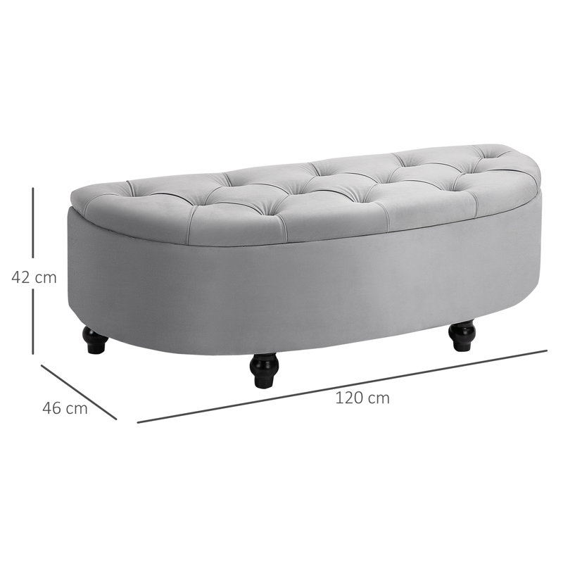 Attalla 120cm Wide Tufted Round Solid Colour Standard Ottoman with Storage