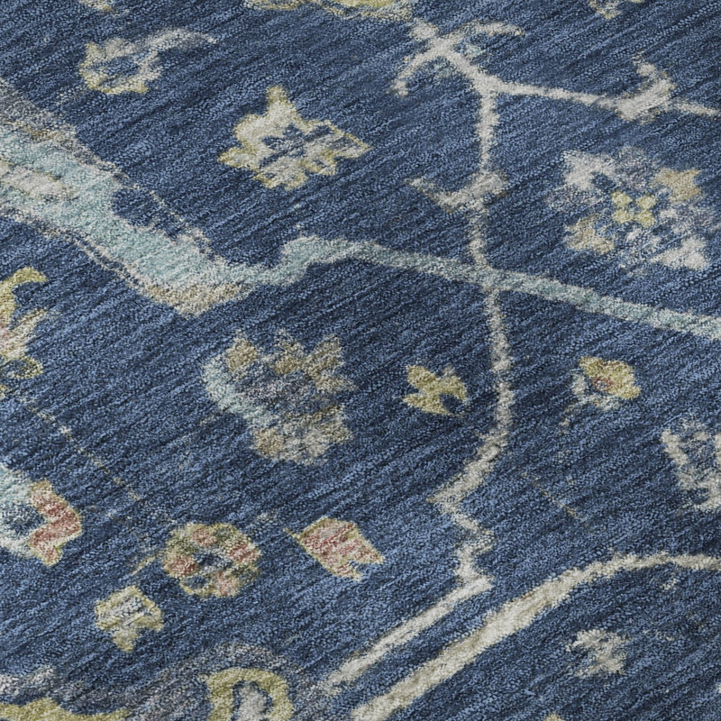 Premium Machine Washable Mayfield AMF2233 Global Rug, 1'8" x 2'6", Navy