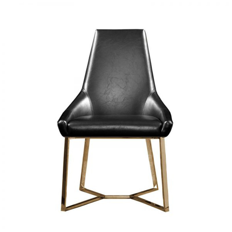 Chaise de salle à manger rembourrée Mchone, Noir, Or