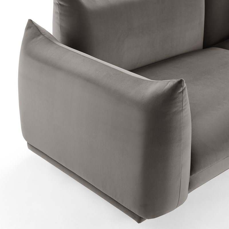 Arnya 225.8Cm Round Arms Sofa, Light Brown Velvet