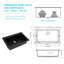 33'' L x 22‘’ W Quartz Drop-In Single Bowl Kitchen Sink with Sink Grid, Strainer and Roll-up Rack