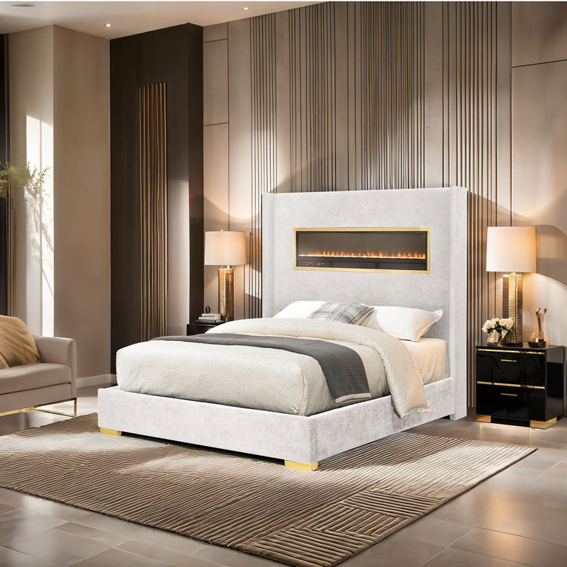 Magnifique meuble de chambre rembourré en tissu de très grande taille de style oriental de couleur blanche 1pc, Blanc