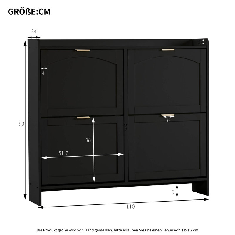 16 Pair Flip Down Shoe Storage, Black