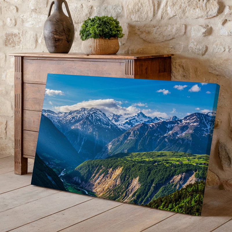 Toile, vue panoramique à couper le souffle sur les majestueuses montagnes enneigées sous un art mural, H 9 po x l 12 po