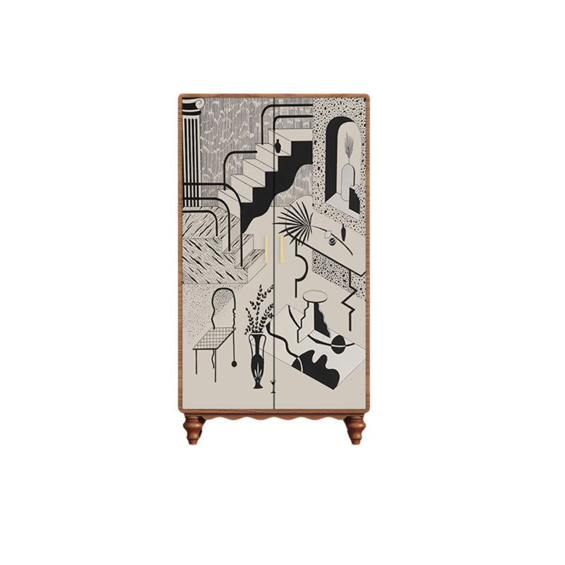 Garde-robe moderne pour chambre double, Noyer / gris