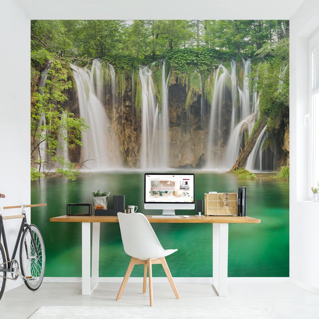 Strukturierte Fototapete Plitvice Lakes Waterfall 1,92 m x 192 cm