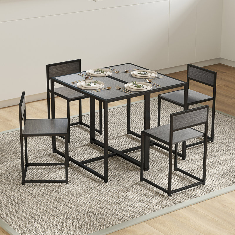 Helotes 2 - Person Dining Set, Grey Wood-Effect, Grey