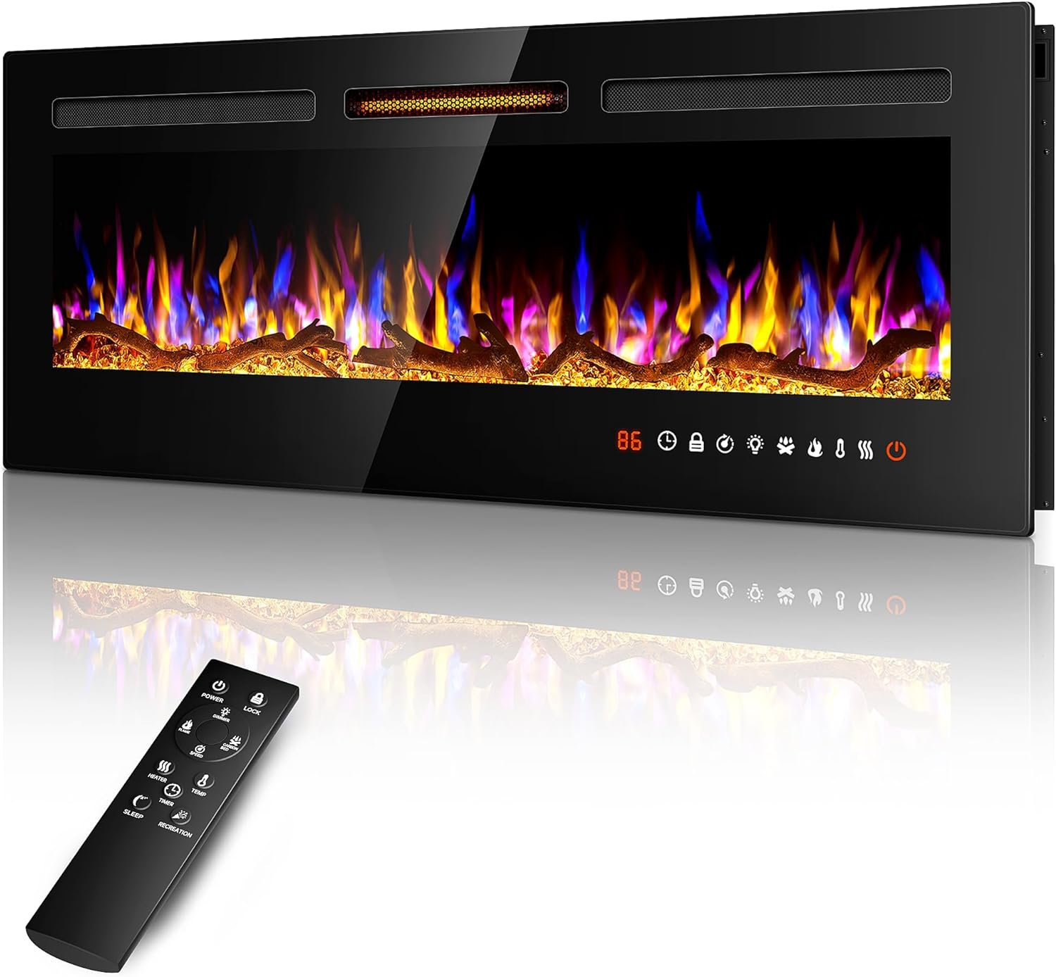 Symple Stuff 60 Inch Recessed Wall Mounted Electric Fireplace | Wayfair