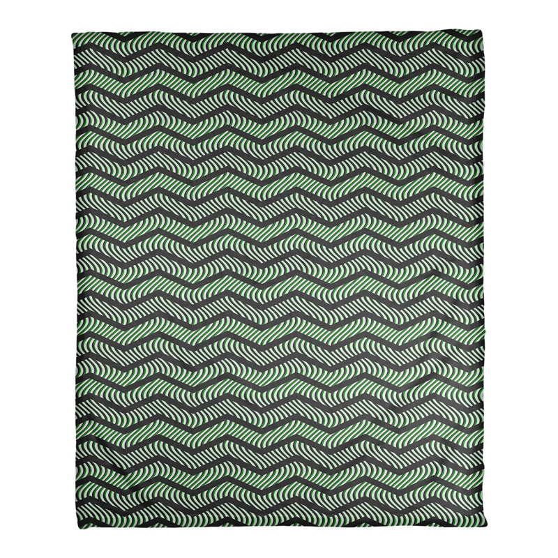 Couverture polaire à chevrons ondulés, l 60 po x L 80 po, Noir / Vert