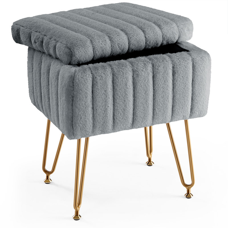 Tabouret de coiffeuse avec rangement, Gris