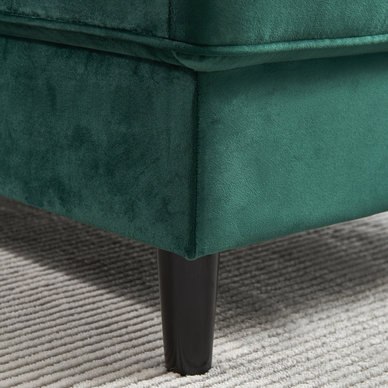 Chaise longue en velours Ramm, Velours vert
