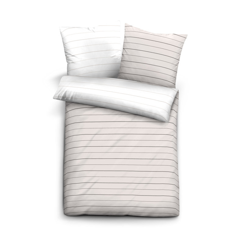 Mix & Match Cotton Striped Duvet Cover, Taupe, Double Duvet Cover