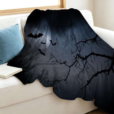 Jeté transparent en flanelle molletonnée, imprimé Halloween