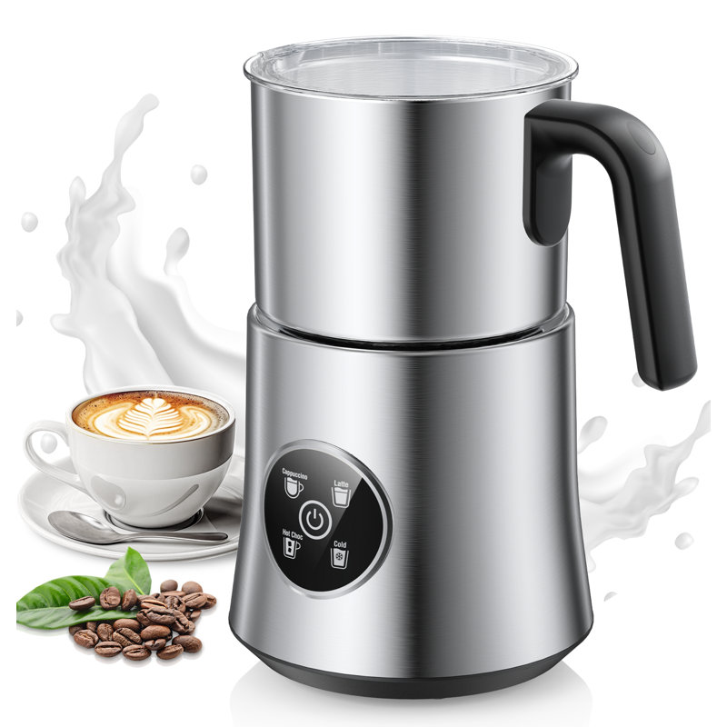 Teendow 900ml Electric Milk Frother Machine, Coffee Foamer Stainless Steel Milk Pitcher, Tea Stirrer, Hot And Cold Double,sliver