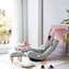 Fauteuil inclinable simple Tatami - Fauteuil de loisirs réglable de style japonais pour balcon, 3 sections de dossier et 14 réglages de tête, gris
