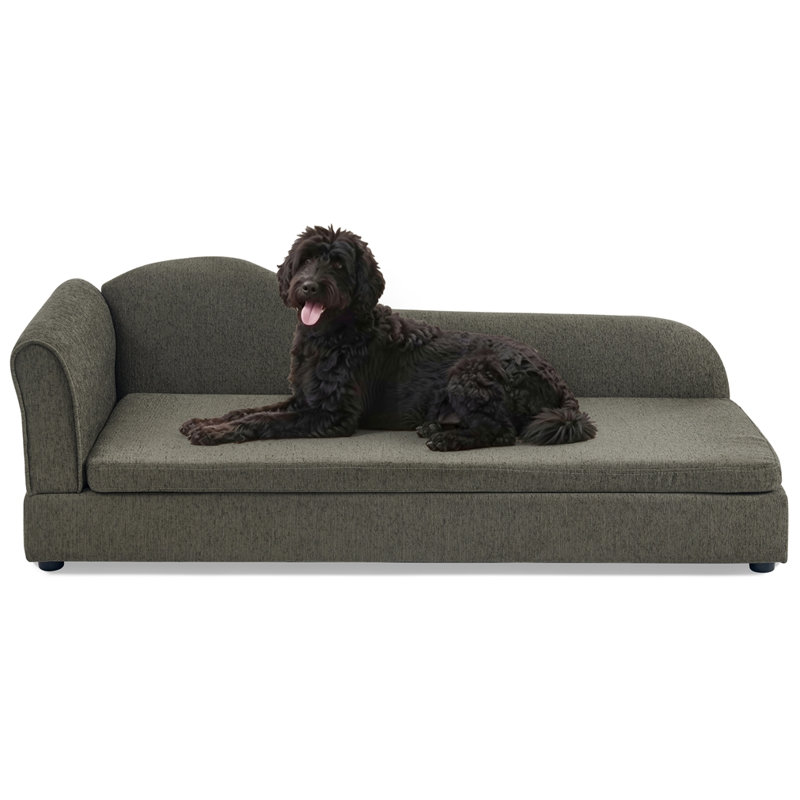 Modern Irregular Wave Backrest Oversized Pet Sofa, Dark Gray