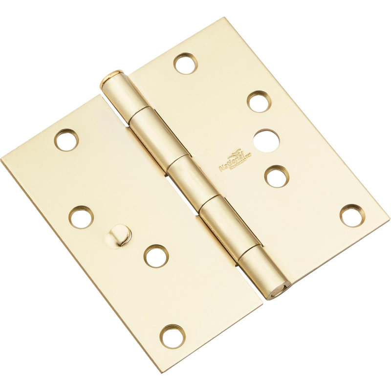 V512 4" SQR Hinge with Security Stud, Satin Brass
